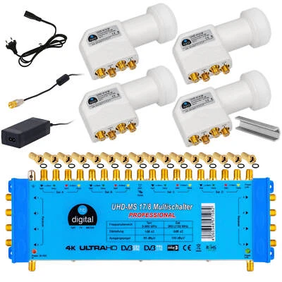 PMSE Multischalter SET 17/8 Switch SAT Verteiler + HB LNB Full HDTV 3D 0,1 4 Sat - Bild 1 von 4