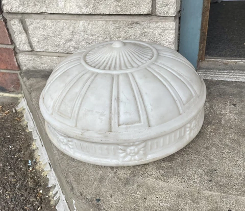 Large Antique Art Deco Victorian Light Fixture Shade Globe Embossed Floral 12” Cover