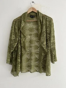 Ever Sun Womens Knit Cardigan | Size 18 3/4 Sleeve Cotton Blend Floral Sheer - Picture 1 of 11