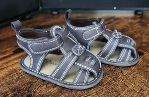 Infant Boy Size 9-12M Rising Star Brown Sandals - Picture 1 of 9