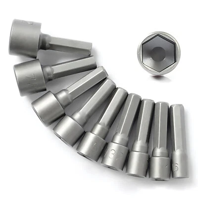 Nut Driver Socket bits 5mm-13mm 5/32 - 1/4" Hex Drive Impact Drill Bit Hex Shank - Image 1 of 4