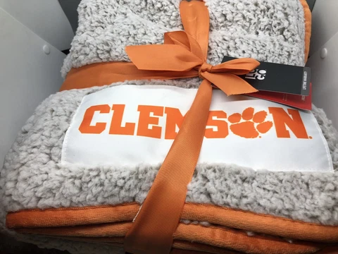 New~ CLEMSON UNIVERSITY TIGERS Logo Frosty Fleece Sherpa Throw Blanket 50” x 60” Cover