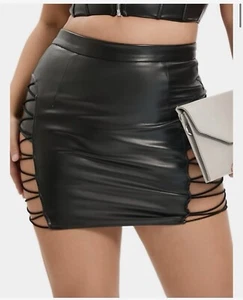 Women’s High Waisted Leather Skirt - Picture 1 of 2