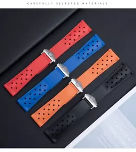 Correa de Goma Compatible con Reloj Tag Heuer MONACO CARRERA 22mm Naranja Negro - Imagen 1 de 26