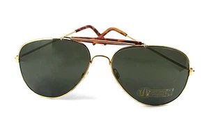 Gafas de sol y estuche protección UV 400 con carcasa de tortuga y marcos en tono dorado (D004) - Imagen 1 de 5
