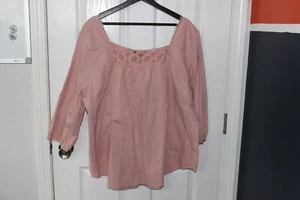 Davi and Dani Plus Size 1XL - X-Large Pink T-Shirt Lace Fringe - Picture 1 of 6
