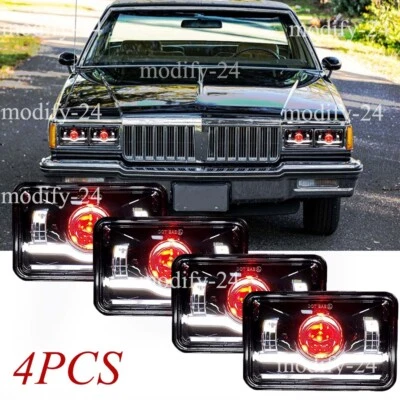 4pcs 4x6" Led Headlights Red Demon eye fit Pontiac Parisienne Brougham 1975-1985 - Image 1 of 4