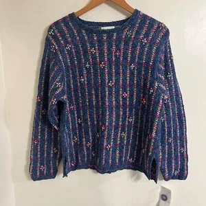 Susan Bristol Strickpullover Pullover Vintage 99 y2k Bunt Blumen Medium Neu - Bild 1 von 4