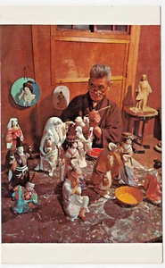 Handwerkliche Herstellung von Hakata Puppen ~ traditionelle japanische Tonpuppe Künstler Postkarte - Bild 1 von 2