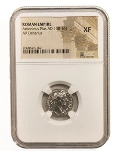 Rare Roman Silver Denarius of Antoninus Pius (AD 138-161) - NGC XF Certified - Picture 1 of 3