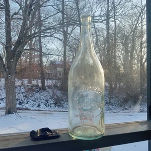 SOUTH BEND,IND JOE BRUCKSCHLEGL EARLY 1900 BLOB TOP BEER BOTTLE HAND BLOWN - Picture 1 of 7