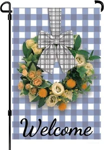 Wreath Welcome Garden Flag Welcome Home Garden Flag Wreath Yard Flag (12x18") - Picture 1 of 7