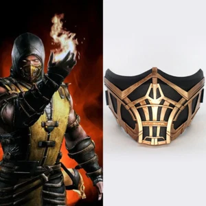 Mortal Kombat Scorpion Mask Half Face Resin Cosplay Props Halloween Accessories - Picture 1 of 5