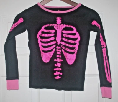 Circo Sleepwear Top Black with Pink Skeleton - Girls Size 8 - Long Sleeves - Image 1 of 3