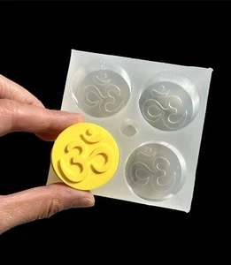 Silicone Tea light candle Mold holder OM sign easy release 4 cavity Homemade - Picture 1 of 6