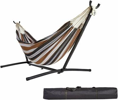 Double Hammock With Space Saving Steel Stand Waterproof Carrying Bag  2 Person  - Image 1 of 4