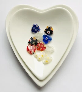 Stunning Multicoloured Heart Millefiori Handmade Bead 12mm 10 Pcs Treasure 2 - Picture 1 of 1