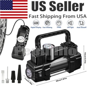 12V Heavy Duty Tire Inflator - Car Electric Air Compressor Pump -Pointer Gauge - Picture 1 of 10