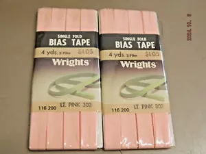 Nastro bias Wrights vintage pieghevole singolo rosa chiaro 303 - lotto di 2 - Foto 1 di 2