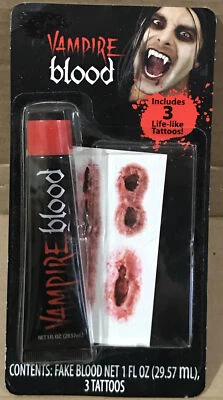 Halloween SANGRE DE VAMPIRO y 3 TATUAJES realistas Foto 1 de 2
