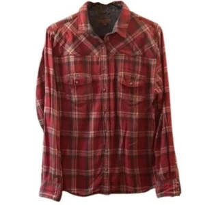 Jachs Girlfriend Plaid Roll Tab Pearl Snap Red Gray Size L - Bild 1 von 6