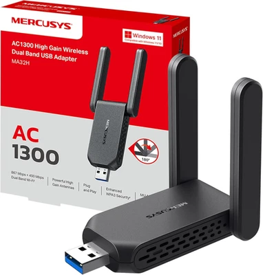 Chiavetta Wifi per PC Fisso, 2 Antenne Ad Alto Guadagno, Dual Band 5Ghz/867Mbps  - Immagine 1 di 4