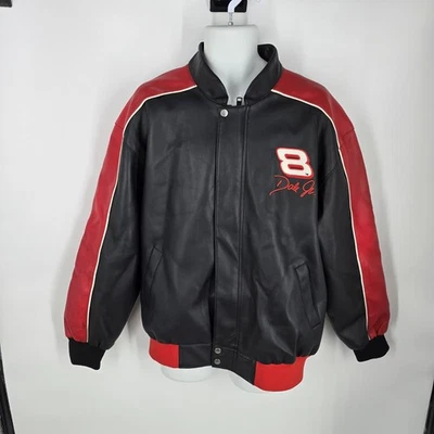 Dale Earnhardt Jr Jacket Mens Large Black Red NASCAR Racing Winner's Circle 8 - Image 1 of 4