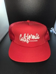 Vintage California Hat Snapback Trucker Cap Red White 80s - Picture 1 of 7