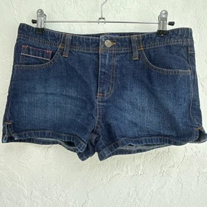 Pantalones Cortos Lilu Para Mujer Talla 9 Azul Denim Tiro Bajo Rosa Bordado Elástico - Imagen 1 de 9