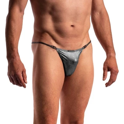 Manstore L/36" M2281 Stripper String men underwear thong exy see through silver - Image 1 of 3