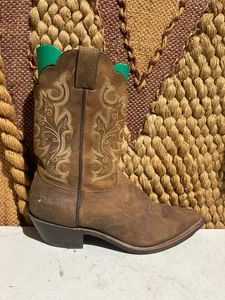 Justin Women Brown Leather Cowboy Western Shorty Boots US Women Size 10C - Picture 1 of 9