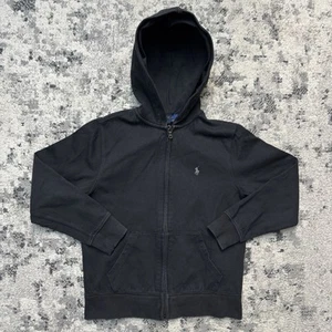 Polo Ralph Lauren Sweatshirt Youth Medium (10-12) Black Full Zip Hoodie Logo - Picture 1 of 5
