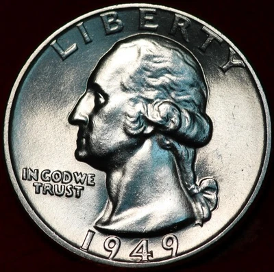 Cuarto de dólar Washington de plata Philadelphia Mint 1949 sin circular Foto 1 de 2