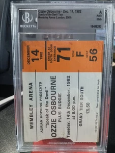 Boleto de la gira Speak Of Devil de Ozzy Osbourne London Wembley 14/12/1982 Beckett BAS - Imagen 1 de 5