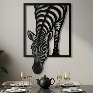 Metal Zebra Wall Art, 3D Animal Wall Sculpture, Stylish Large Safari Wall Art - Picture 1 of 9