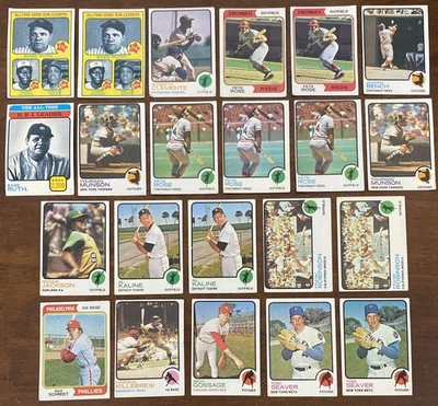 (22) 1973 & 1974 TOPPS BASEBALL HOF/STAR CARDS ROSE, CLEMENTE LOW GRADE READ  - Image 1 of 4