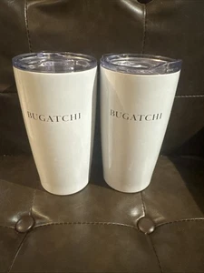 2x Bugatchi Logo Weiß Reisebecher Edelstahl Kaffee 20 Unzen Schwarz Logo - Bild 1 von 2