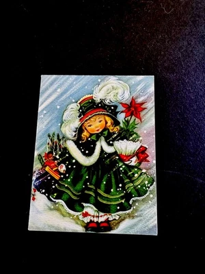 1 VTG Crestwick Charlot Byj Xmas Greeting Card Cute Girl In Festive Outfit In ❄️ - Image 1 of 3
