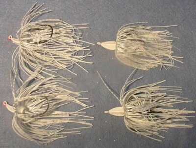 JEWEL BAIT CO. Lot of 4 ~ Jewel Bait 1/4 oz Bull Burner Swim Jigs White Hologram BBSJ14WH