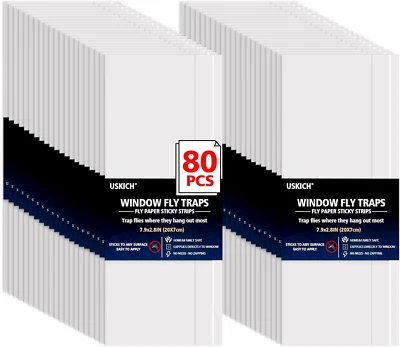 Trampas para moscas de ventana para interiores, paquete de 80 tiras adhesivas para moscas de papel transparente para moscas para el hogar Foto 1 de 4