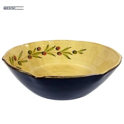 全新 Crate & Barrel CATANIA 13.5 英寸大号餐碗 橄榄陶瓷 阿尔法 意大利 — 第 1/4 张图片