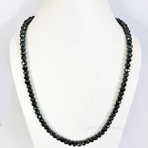 BLACK DIAMOND NECKLACE 28 inch 6 mm Certified AAA Elegant ! Rare Earth Mined - Picture 1 of 5