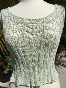 Vintage Acrilic knit Tank top light Mint made in Italy size M ( 44) - Picture 1 of 12