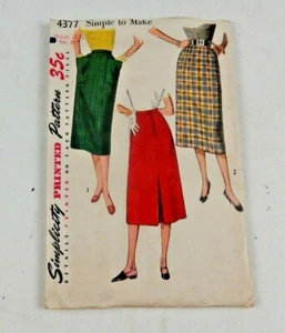 Vintage Simplicity bedruckter Rock Muster Junior Misses & Misses # 4377 - Bild 1 von 2