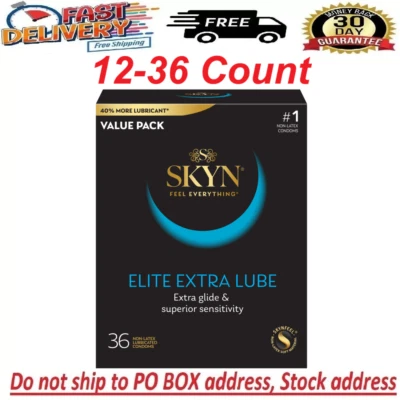 SKYN Elite Extra Lube – Ultra-Thin Lubricated Latex-Free 36 Condoms Ultra-Silky - Image 1 of 4