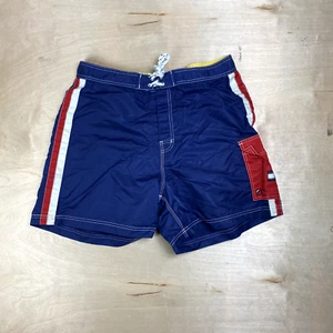 Vintage Tommy Hilfiger Blue Swim Trunk Shorts MENS LARGE Drawstring - Picture 1 of 8