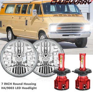 7" inch Round LED Projector Hi/Lo Beam Headlights Kit For Dodge B250 1984-1987 - Picture 1 of 19