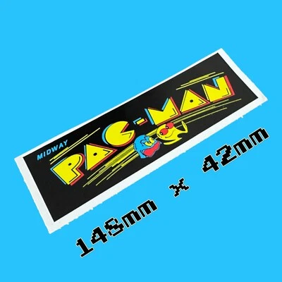Pacman PAC Man Classic 1980's Logo Vinyl Sticker Decal Arcade Gaming Machine Cab - Image 1 of 3