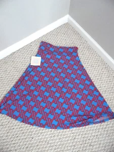 Falda para mujer LuLaRoe azul línea A roja/azul geométrica - talla pequeña nueva con etiquetas - Imagen 1 de 4