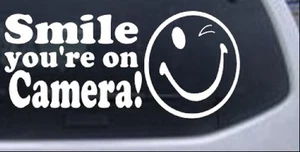 Smile Youre On Camera Car or Truck Window Laptop Decal Sticker White 6X2.8 - Bild 1 von 1